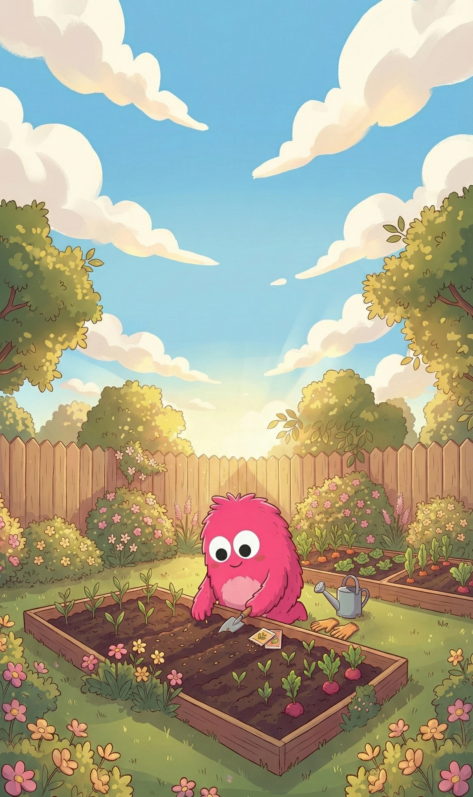 The monster planting seeds in the veggie patch